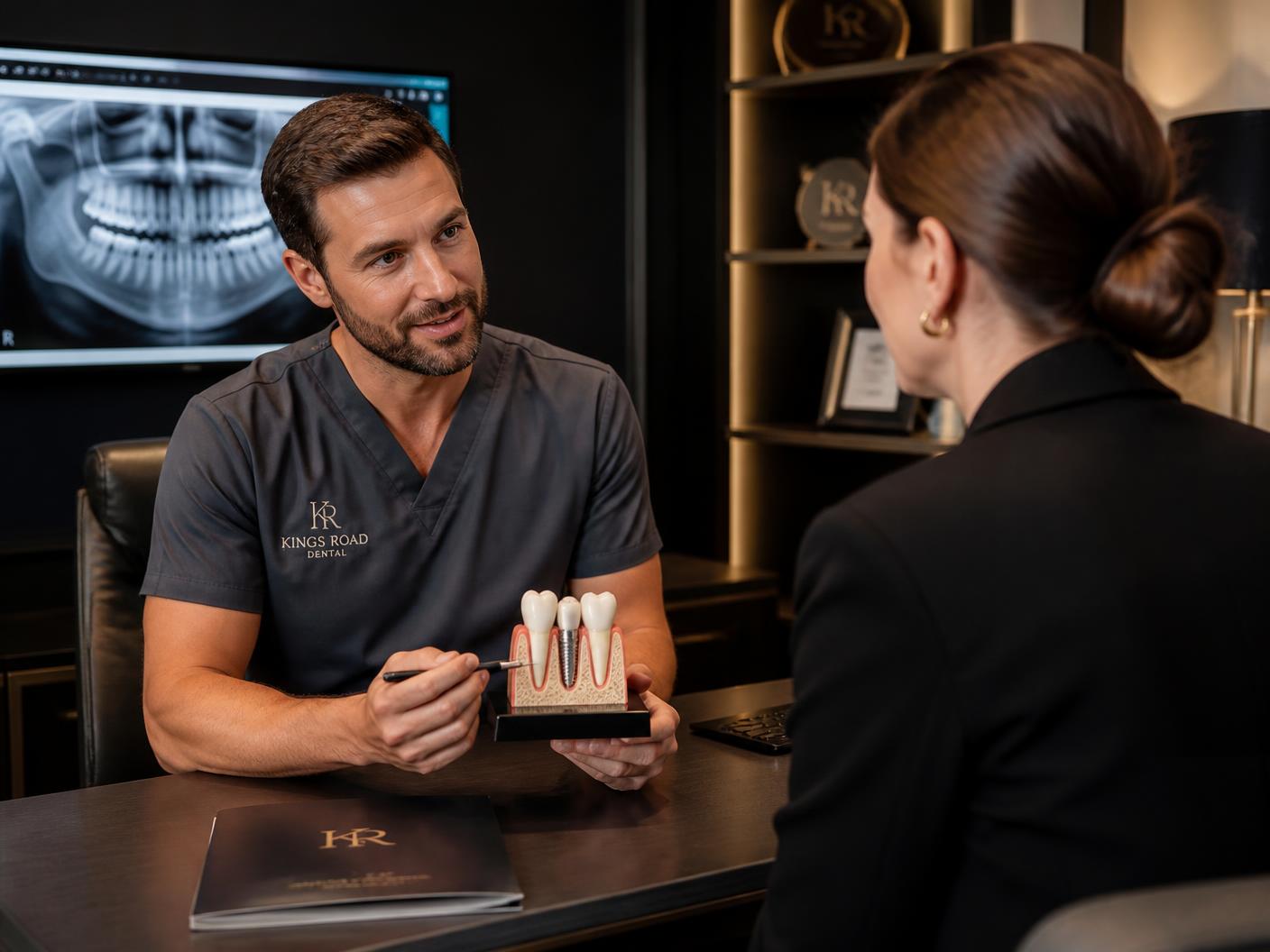 Private dental implant consultation in a UK clinic